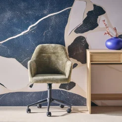 Bürostuhl mit Rollen und Chenille-Bezug, höhenverstellbar