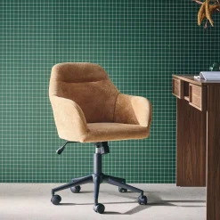 Bürostuhl mit Rollen und Chenille-Bezug, höhenverstellbar