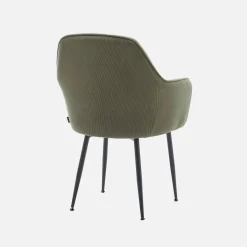 Cord-Sessel mit mattschwarzen Metallfüßen