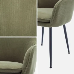 Cord-Sessel mit mattschwarzen Metallfüßen
