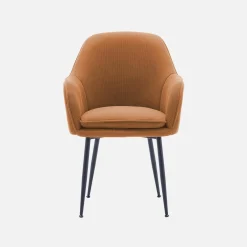 Cord-Sessel mit mattschwarzen Metallfüßen