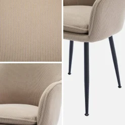 Cord-Sessel mit mattschwarzen Metallfüßen