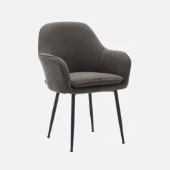 Cord-Sessel mit mattschwarzen Metallfüßen