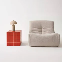 Couchtisch, kubischer Beistelltisch in Zementfliesen-Optik 40 x 40 cm