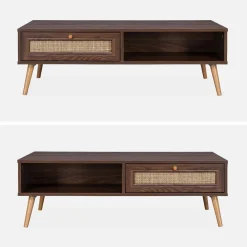 Couchtisch mit Rattan-Geflecht 110 x 59 x 39 cm