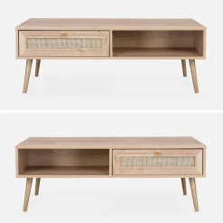 Couchtisch mit Rattan-Geflecht 110 x 59 x 39 cm