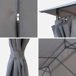 Dachtuch + Vorhänge für Pergola 3x4m Divio