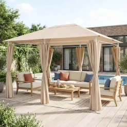 Dachtuch + Vorhänge für Pergola 3x4m Divio