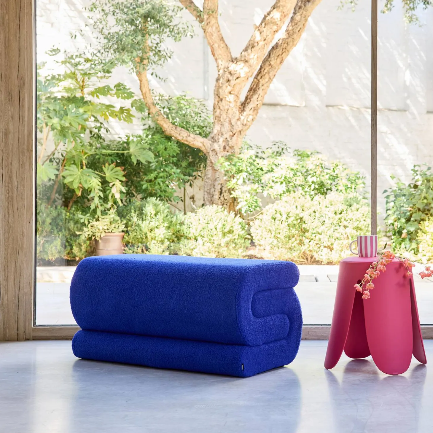 Design Bank mit Bouclé-Bezug 1-2 Plätze