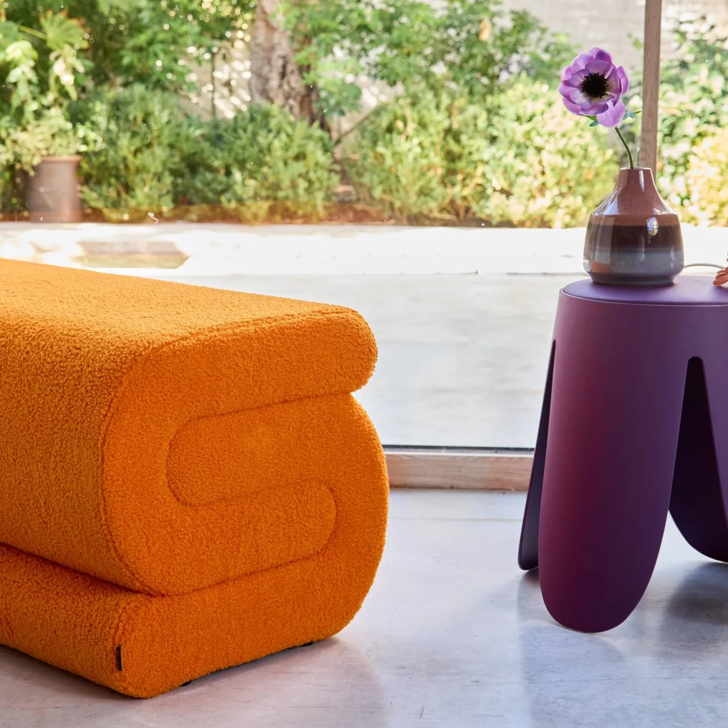 Design Bank mit Bouclé-Bezug 1-2 Plätze