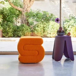 Design-Hocker mit Bouclé-Bezug 1 Platz