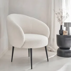 Design-Rundsessel mit Bouclé-Bezug