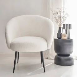 Design-Rundsessel mit Bouclé-Bezug