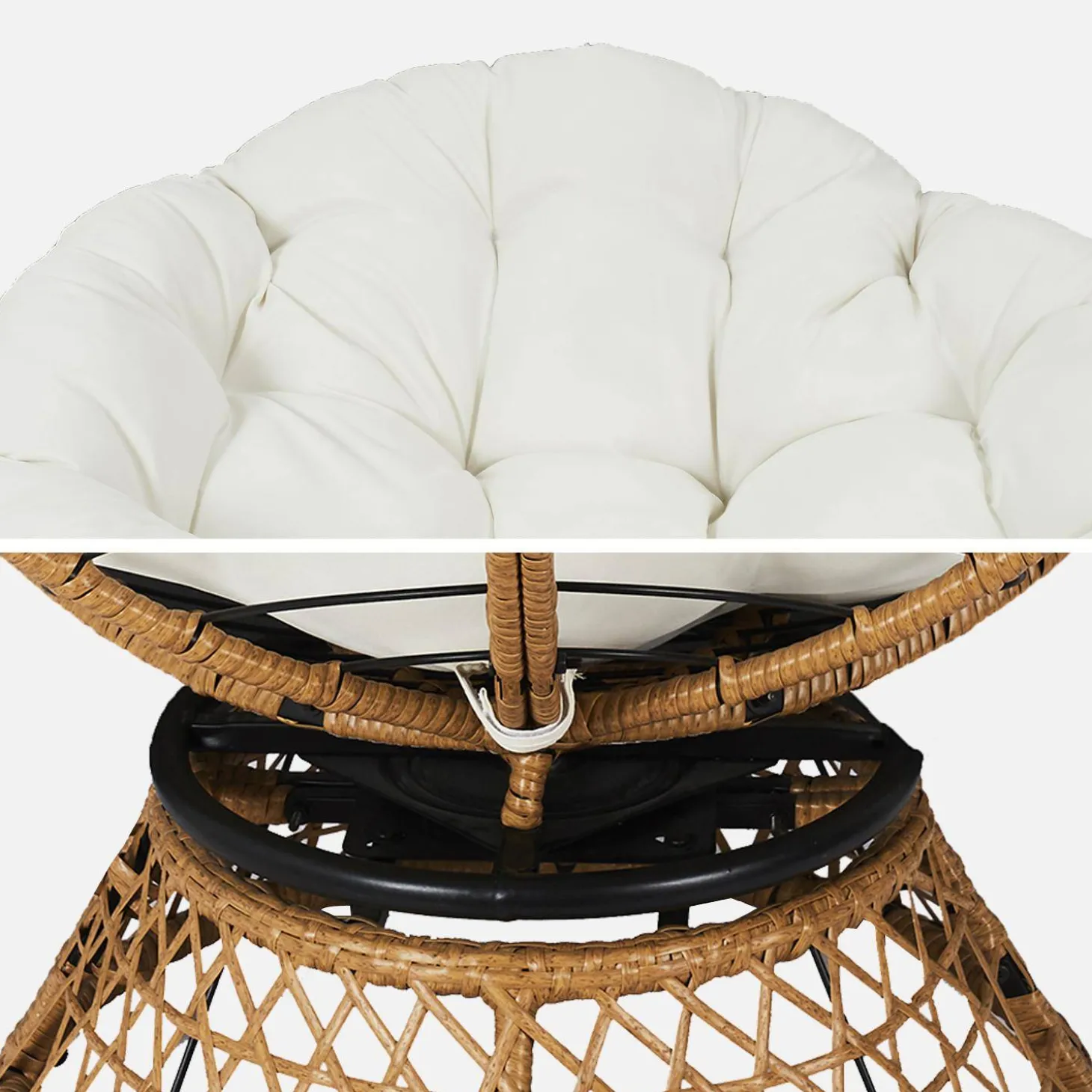 Drehbarer Papasan-Sessel aus Stahl und Polyrattan outdoor/indoor Ø96cm