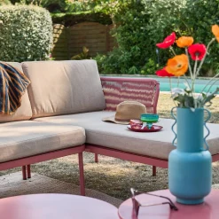 Eck-Gartenlounge aus Stahl mit Seilbespannung für 4 Personen
