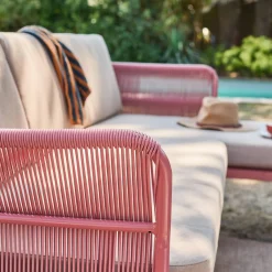 Eck-Gartenlounge aus Stahl mit Seilbespannung für 4 Personen