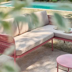 Eck-Gartenlounge aus Stahl mit Seilbespannung für 4 Personen
