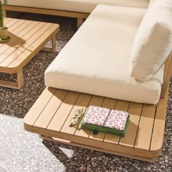 Eck-Gartenmöbelset aus Akazienholz und Aluminium für 5 Personen