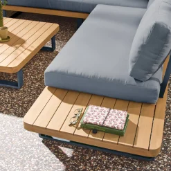 Eck-Gartenmöbelset aus Akazienholz und Aluminium für 5 Personen