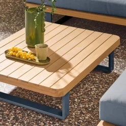 Eck-Gartenmöbelset aus Akazienholz und Aluminium für 5 Personen