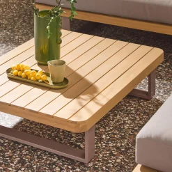 Eck-Gartenmöbelset aus Akazienholz und Aluminium für 5 Personen