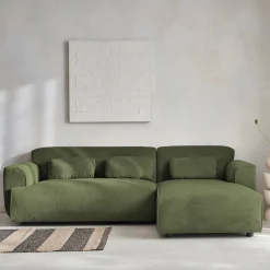 Ecksofa aus Cord, 2-3 Sitzer, Recamiere rechts