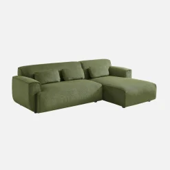 Ecksofa aus Cord, 2-3 Sitzer, Recamiere rechts