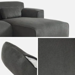 Ecksofa aus Cord, 2-3 Sitzer, Recamiere rechts