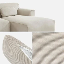 Ecksofa aus Cord, 2-3 Sitzer, Recamiere rechts