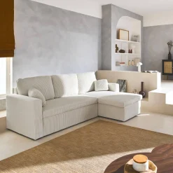 Ecksofa mit Schlaffunktion, Cord-Bezug, breit gerippt, 3-Sitzer