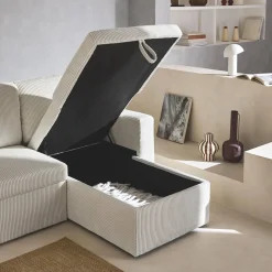 Ecksofa mit Schlaffunktion, Cord-Bezug, breit gerippt, 3-Sitzer