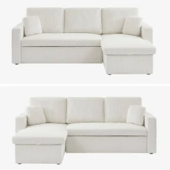 Ecksofa mit Schlaffunktion, Cord-Bezug, breit gerippt, 3-Sitzer