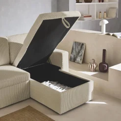 Ecksofa mit Schlaffunktion, Cord-Bezug, breit gerippt, 3-Sitzer