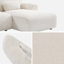 Ecksofa, 3-Sitzer mit Teddy Bouclé-Bezug