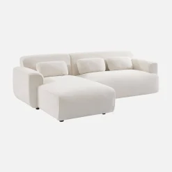 Ecksofa, 3-Sitzer mit Teddy Bouclé-Bezug