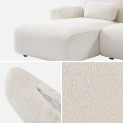 Ecksofa, 3-Sitzer mit Teddy Bouclé-Bezug