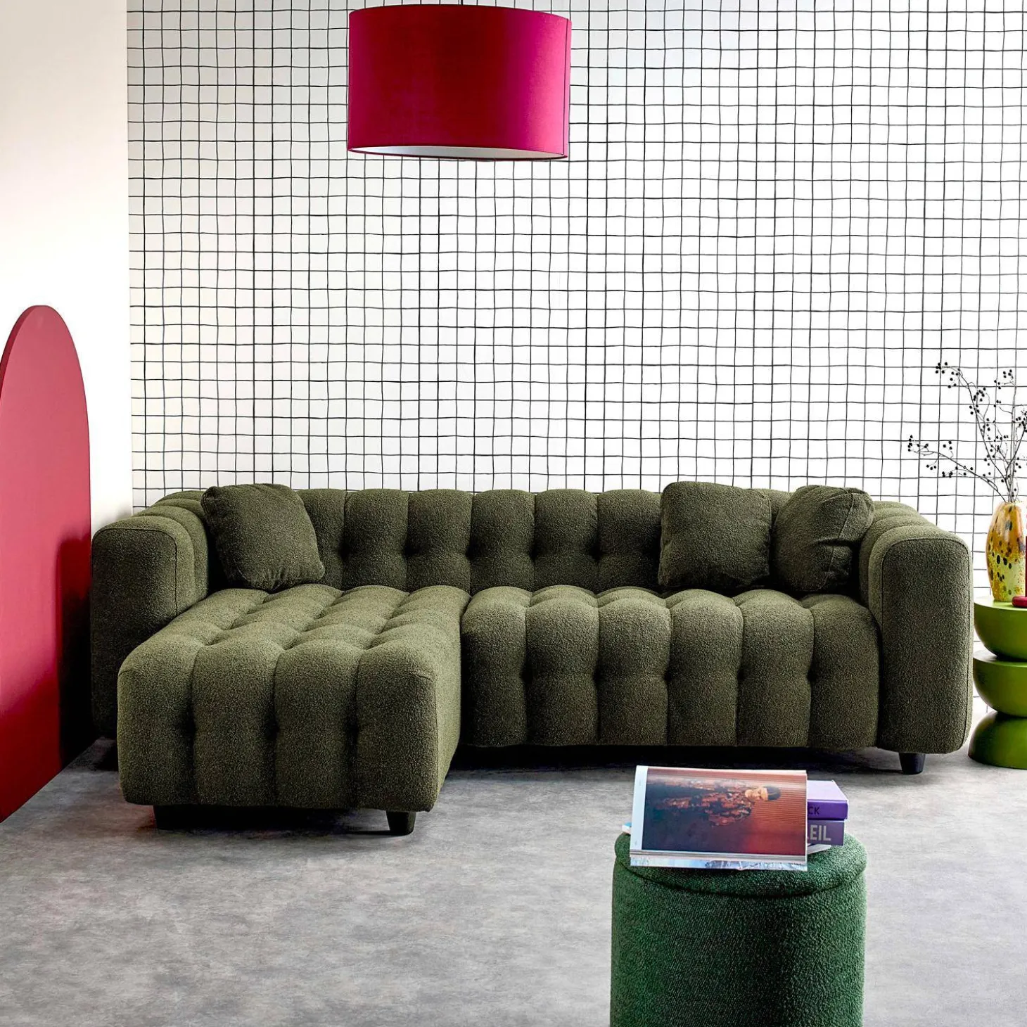 Ecksofa, wendbar, mit strukturiertem Bouclé-Bezug
