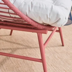 Eiförmiger Garten-Sessel aus Stahl und Kunststoffgeflecht