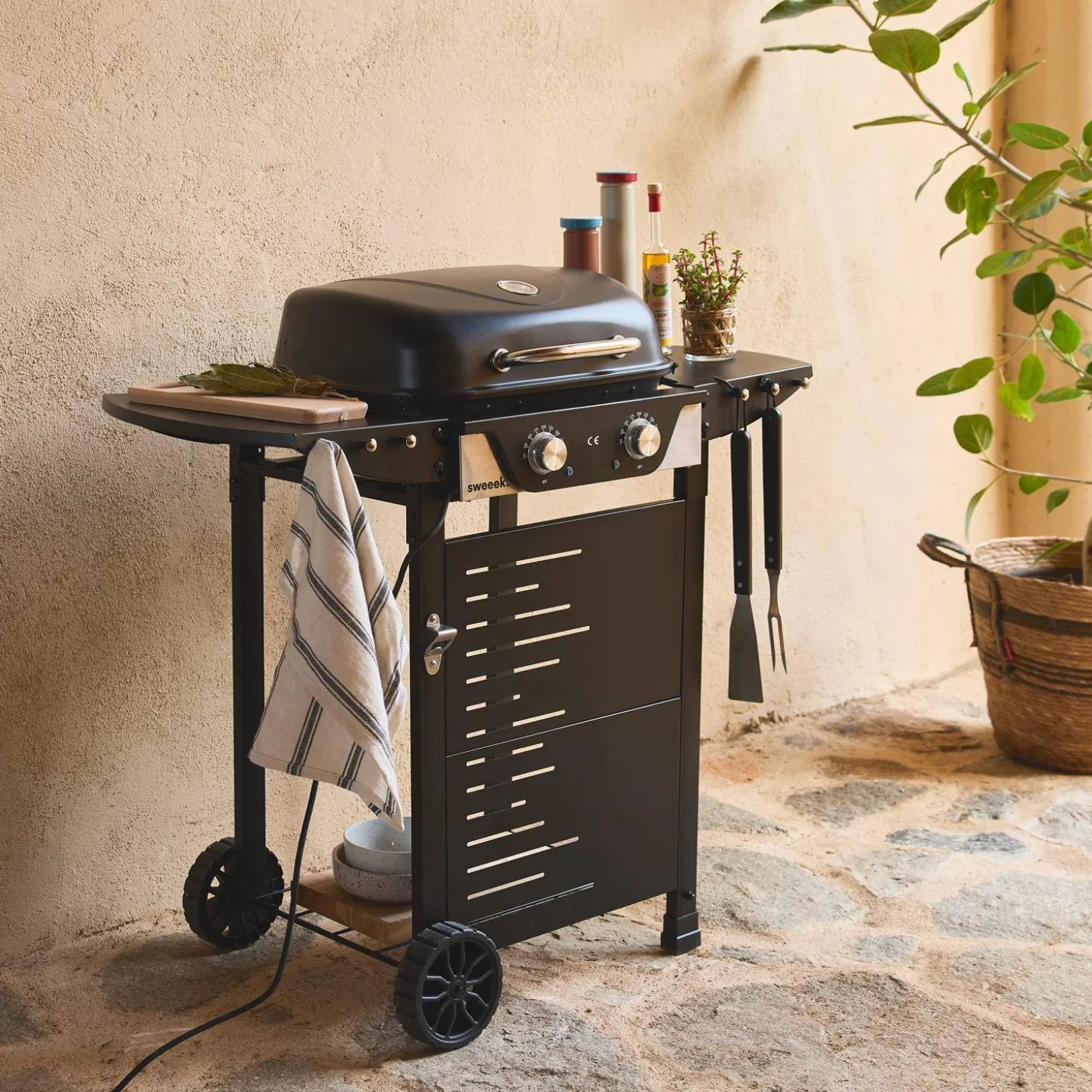 Elektrischer Grill mit 2 Brennern, emaillierter Stahl 2300 W