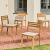 4er-Set Akazienholz-Gartenstühle mit Kissen