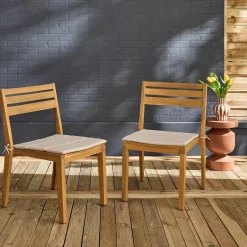 2er-Set Akazienholz-Gartenstühle mit Kissen