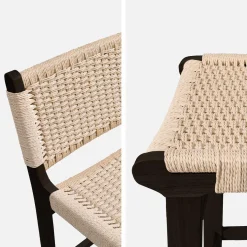 2er-Set Barhocker aus Heveaholz mit Seilbespannung