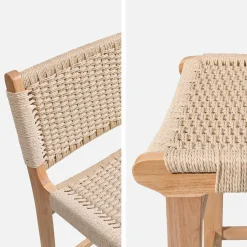 2er-Set Barhocker aus Heveaholz mit Seilbespannung