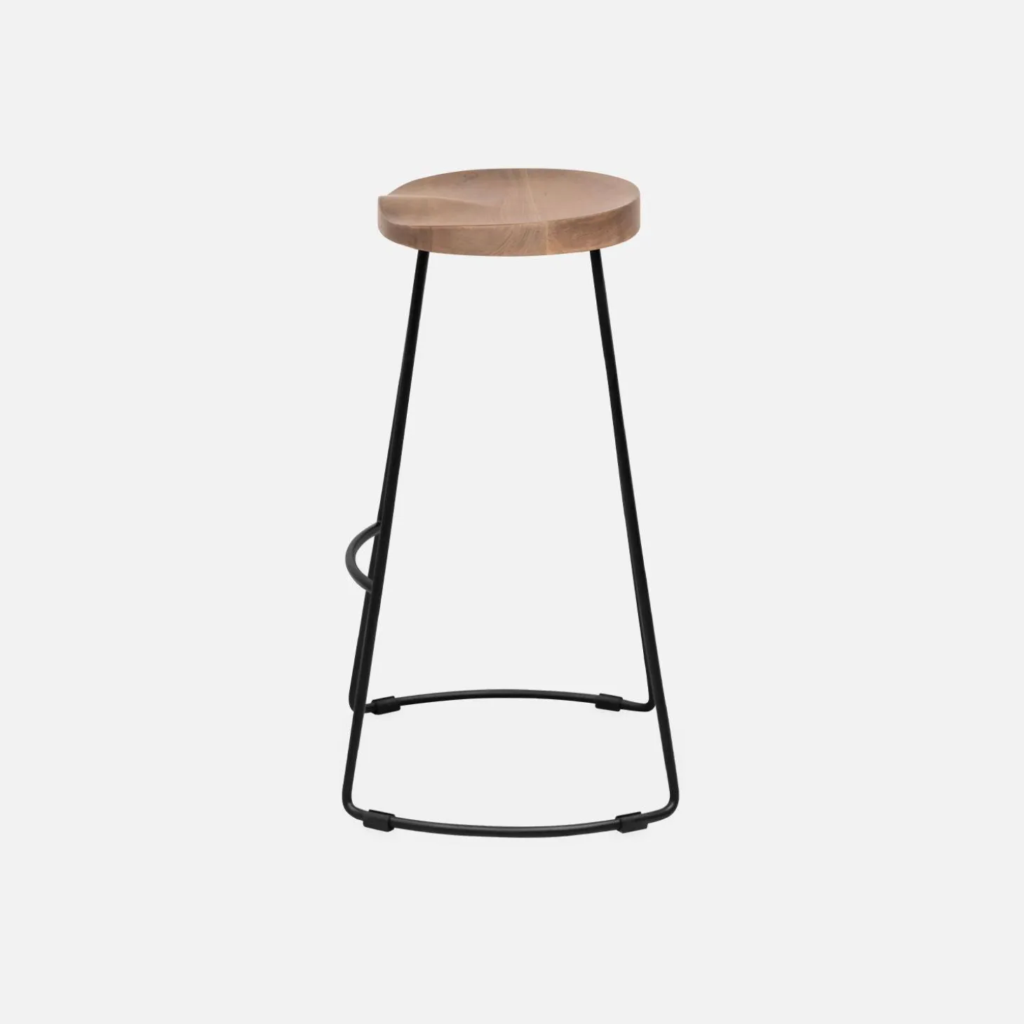 4er-Set Barhocker aus Mangoholz und Stahl, Fußstütze, 65cm
