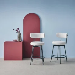 2er-Set Barhocker mit drehbarem Sitz aus Metall mit Stoffbezug