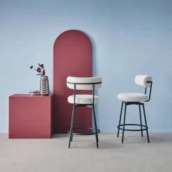 2er-Set Barhocker mit drehbarem Sitz aus Metall mit Stoffbezug