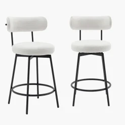2er-Set Barhocker mit drehbarem Sitz aus Metall mit Stoffbezug
