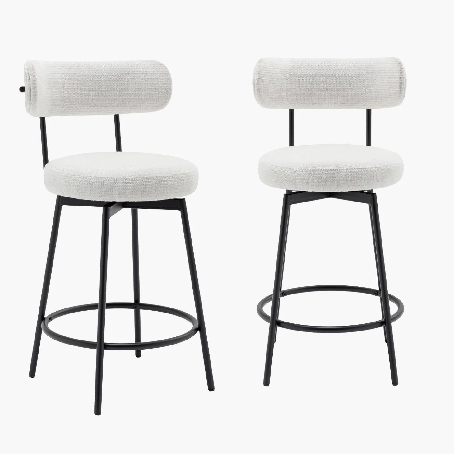 2er-Set Barhocker mit drehbarem Sitz aus Metall mit Stoffbezug