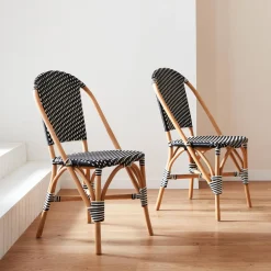 2er Set Bistrostühle aus Rattan und Polyrattan