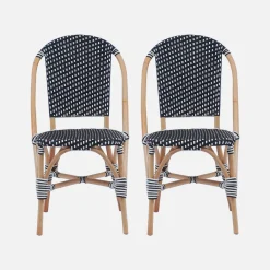 2er Set Bistrostühle aus Rattan und Polyrattan